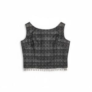 Cachet Black and White Swirl Beaded Blouse